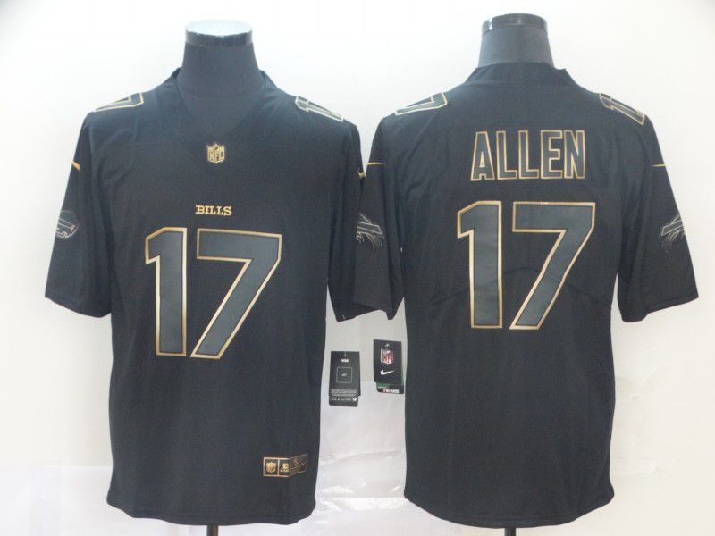 Men Buffalo Bills 17 Allen Nike Vapor Limited Black Golden NFL Jerseys